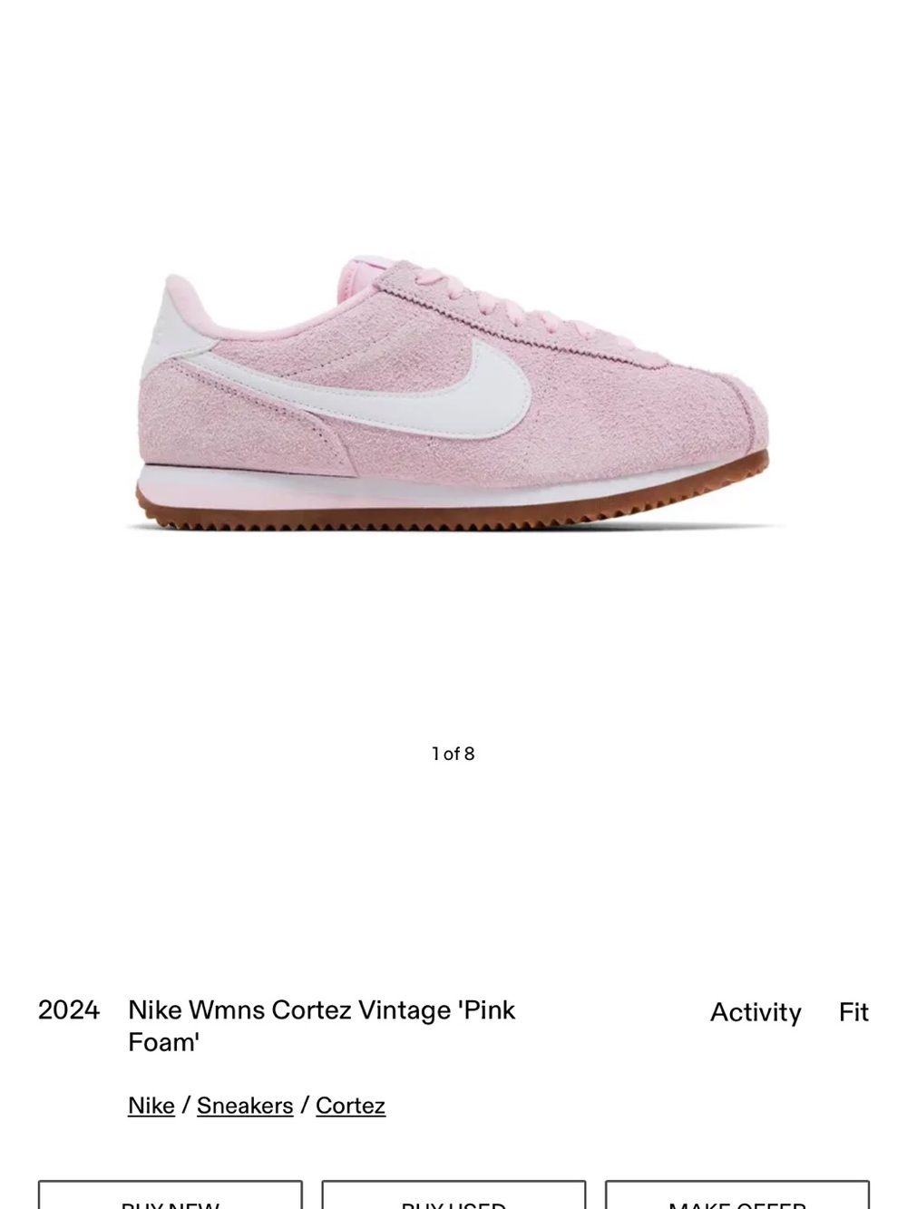 Nike Women’s Cortez Vintage Pink Foam & White Suede Sneaker